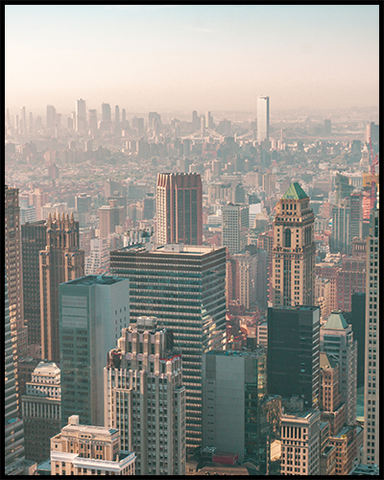This New York City poster features an unobstructed view of Manhattan and Williamsburg in the distance.